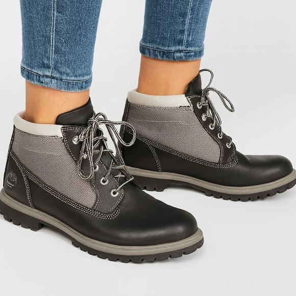 TIMBERLAND Panel Black Leather Waterproof Lace Up Boots Size 6.5 men / 8 women - Picture 1 of 7